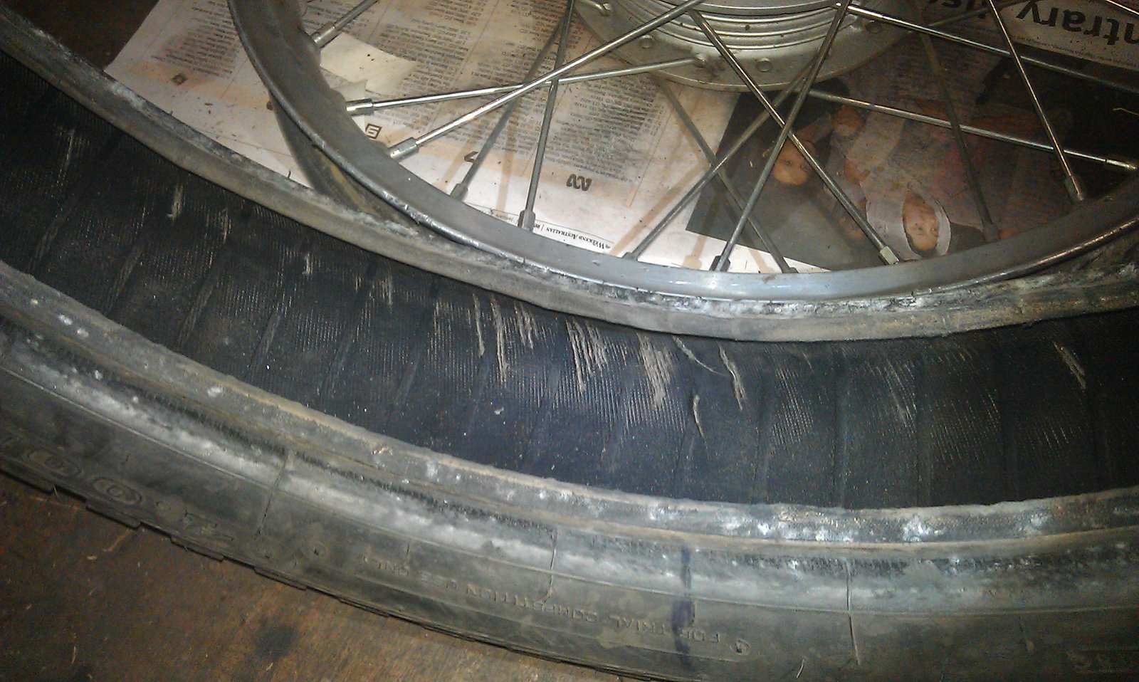 the internal failure of the IRC tyre