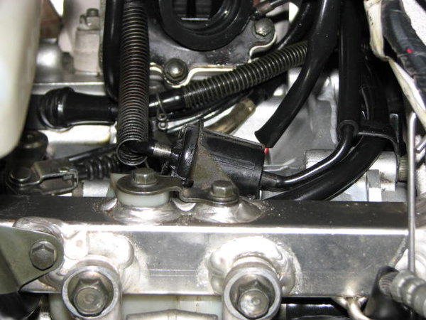 Electric gizmo mounted on frame behind shock